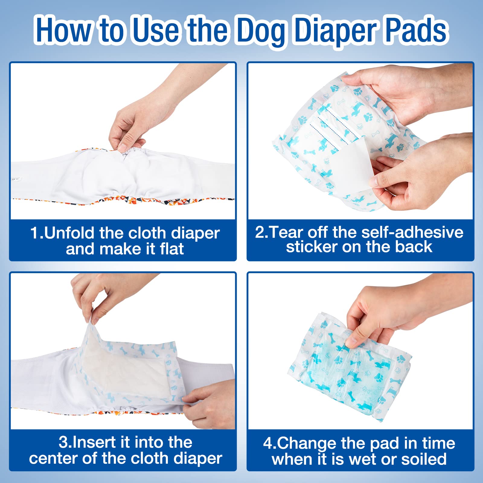 Pet Soft chien portant une couche avec insert pour confort et propreté