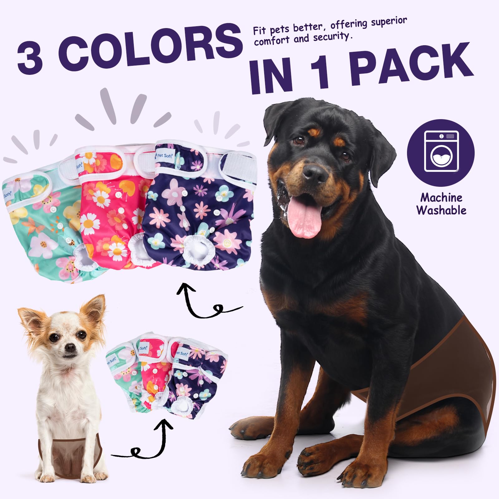 Pet Soft gros plan Velcro large assurant maintien sûr et réutilisable