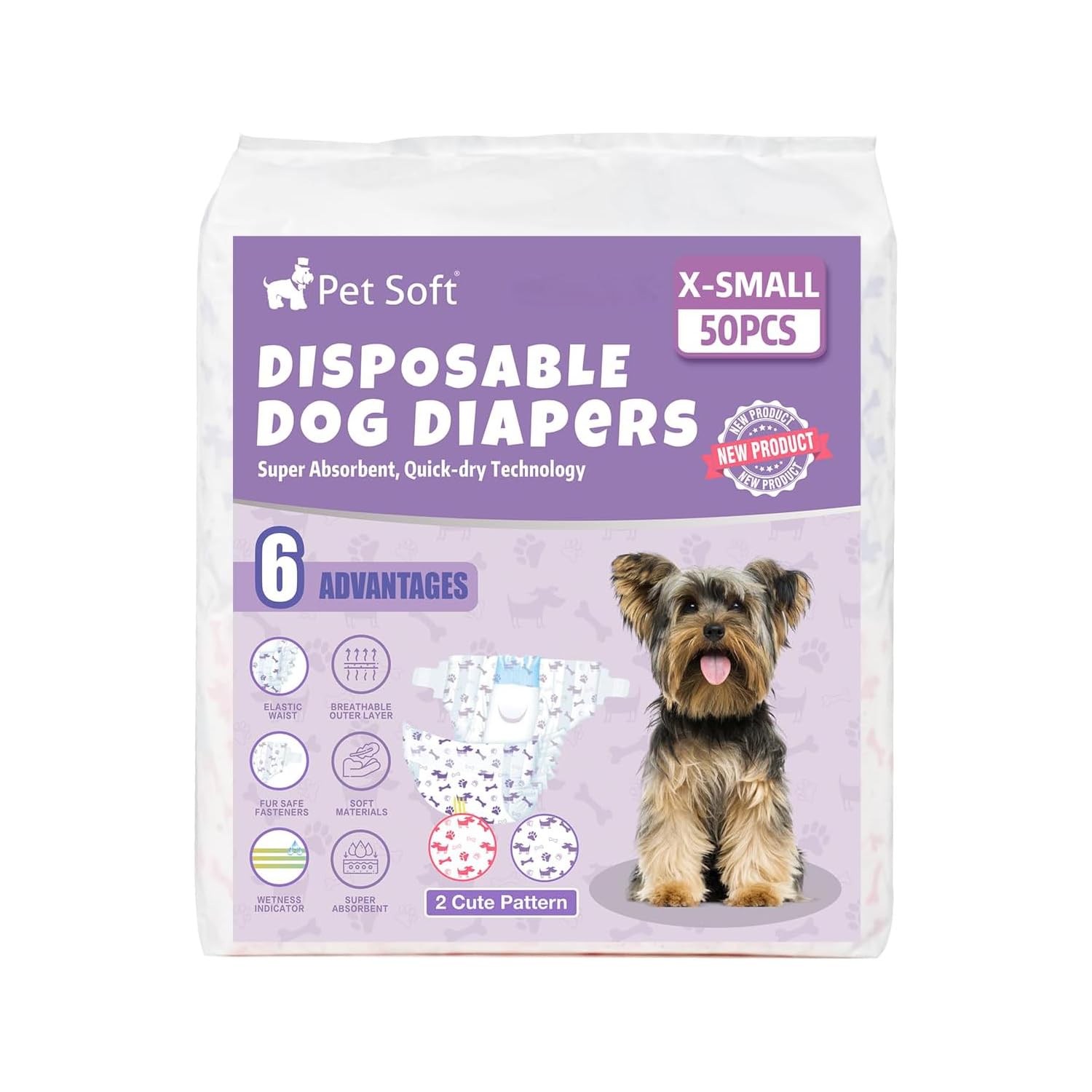 Pet Soft motifs mélangeés sur les couches, esthétique discrète et propre