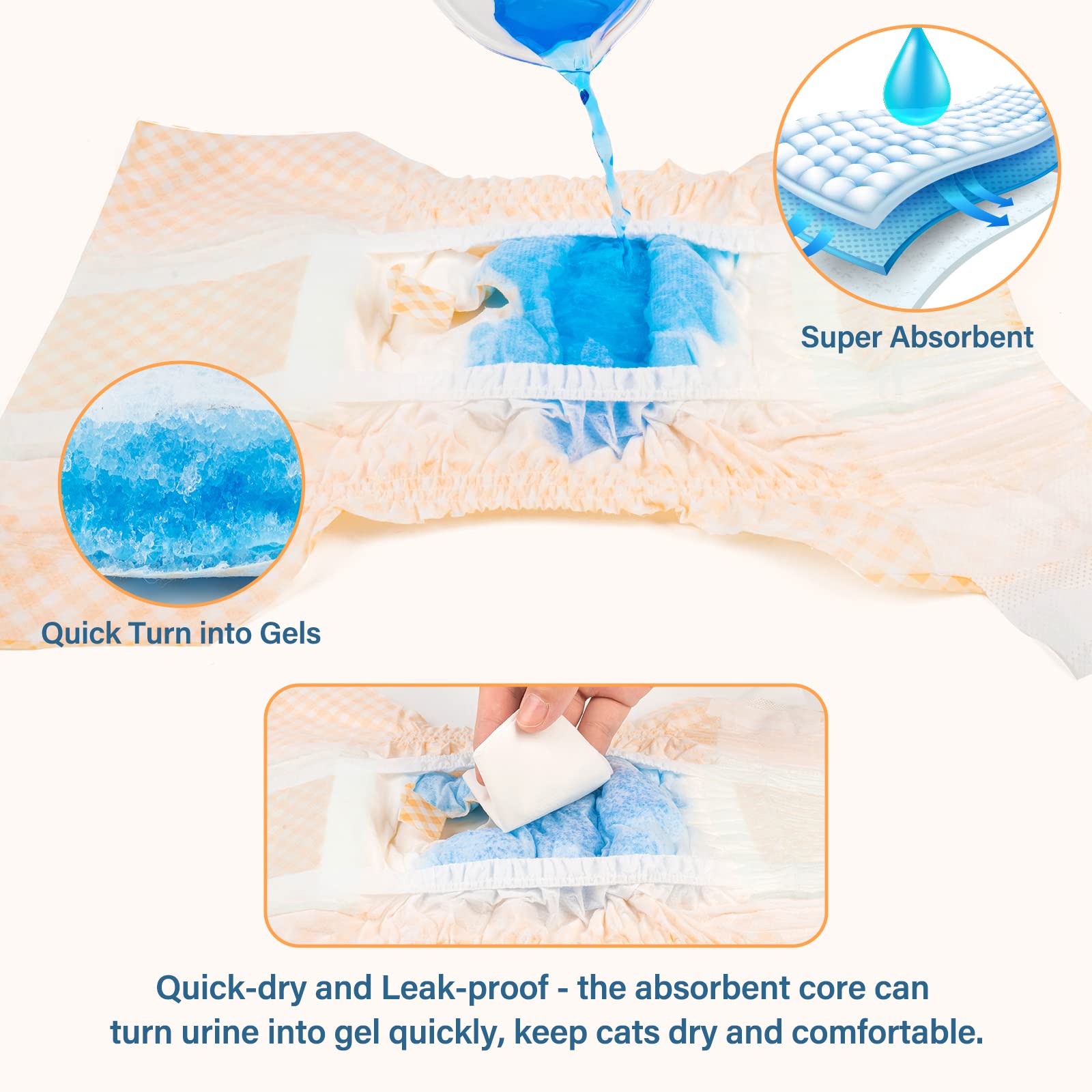 Pet Soft couche portée sur chat montrant maintien sûr et anti-fuite
