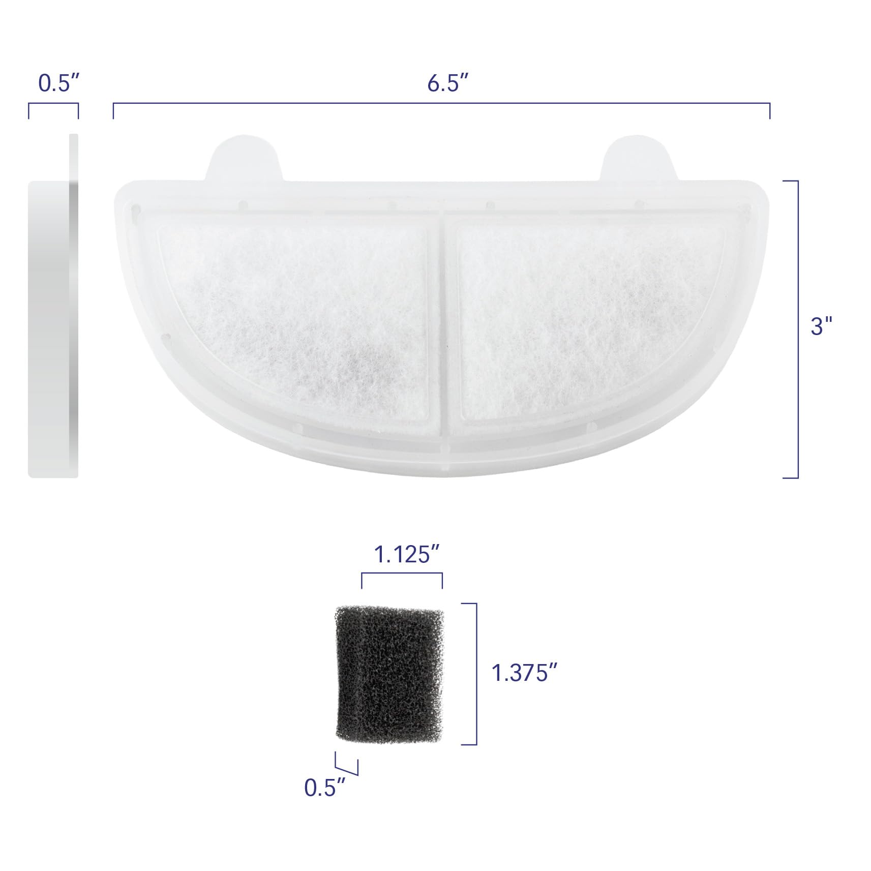 PET STANDARD gros plan montrant la couche de charbon actif et la triple filtration