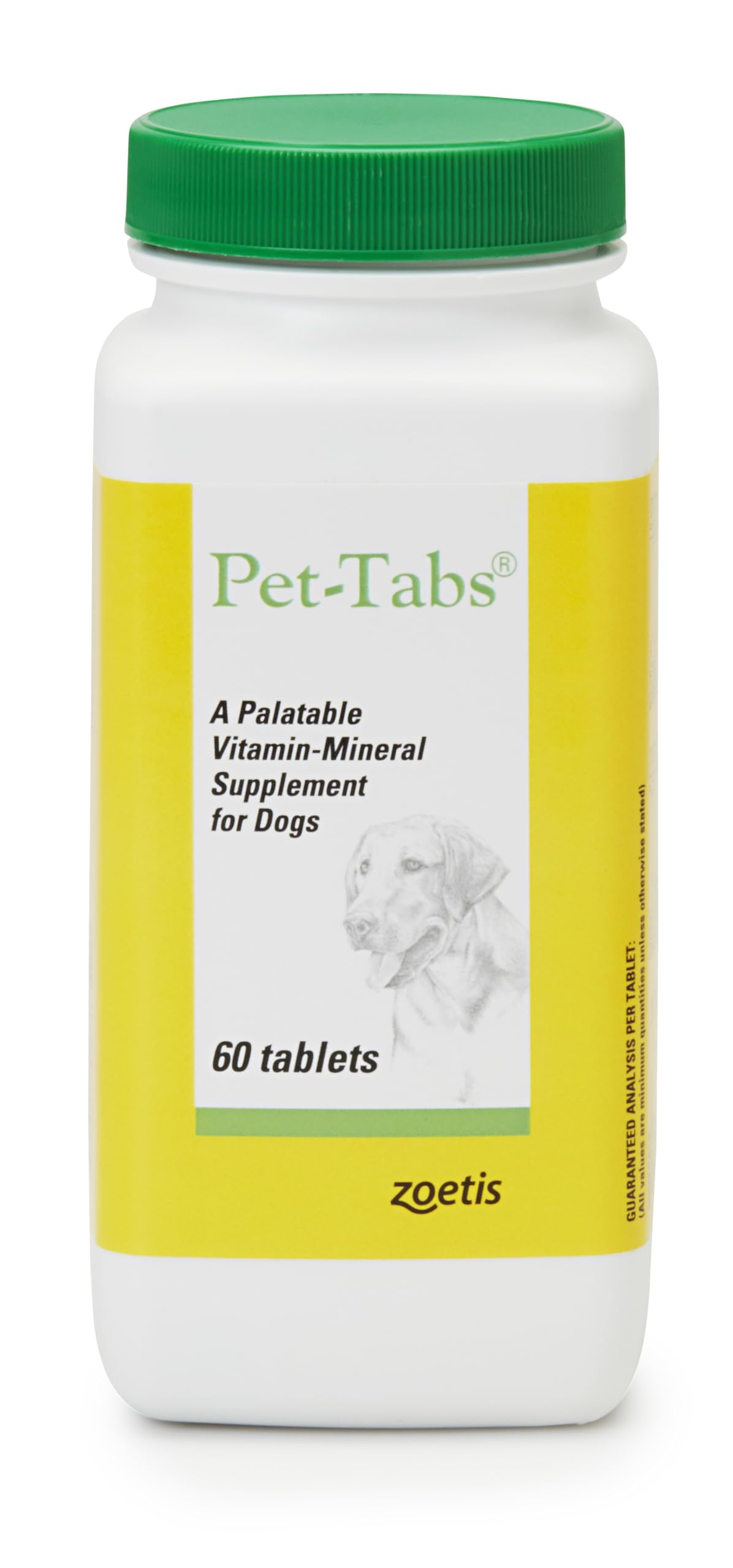 Pet-Tabs emballage avant montrant la boîte et la quantité, facile à stocker