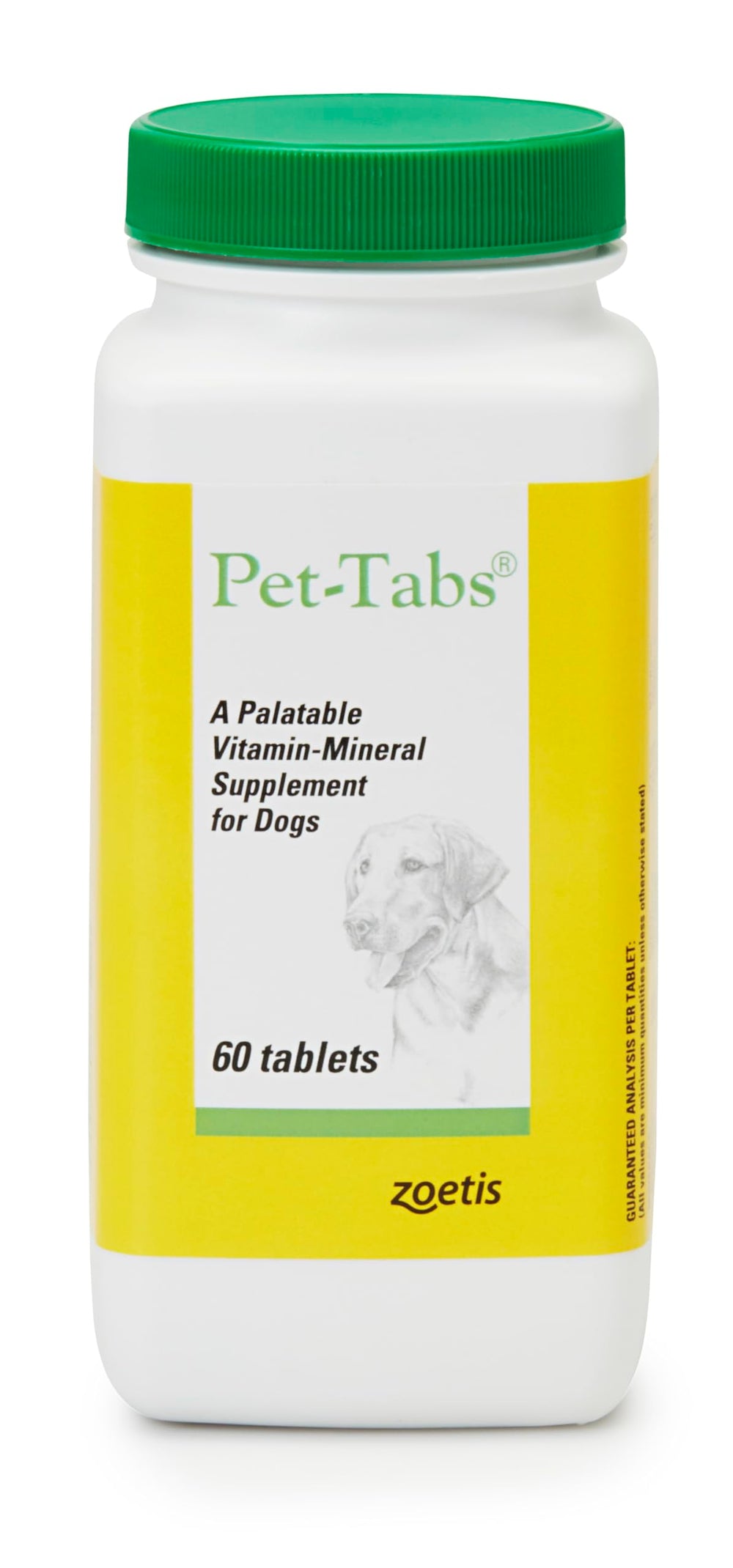 Pet-Tabs emballage avant montrant la boîte et la quantité, facile à stocker
