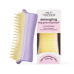 Pet Teezer vue avant lilas et jaune, brosse ergonomique confortable