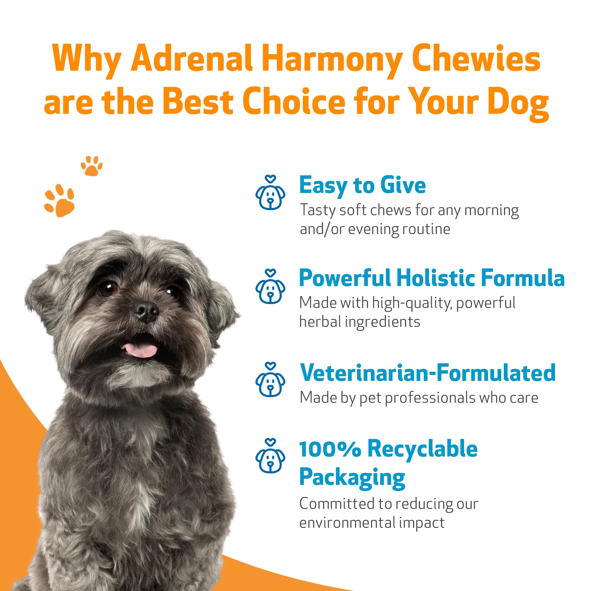 Pet Wellbeing étiquette avec tableau de dosage pour usage adapté selon poids