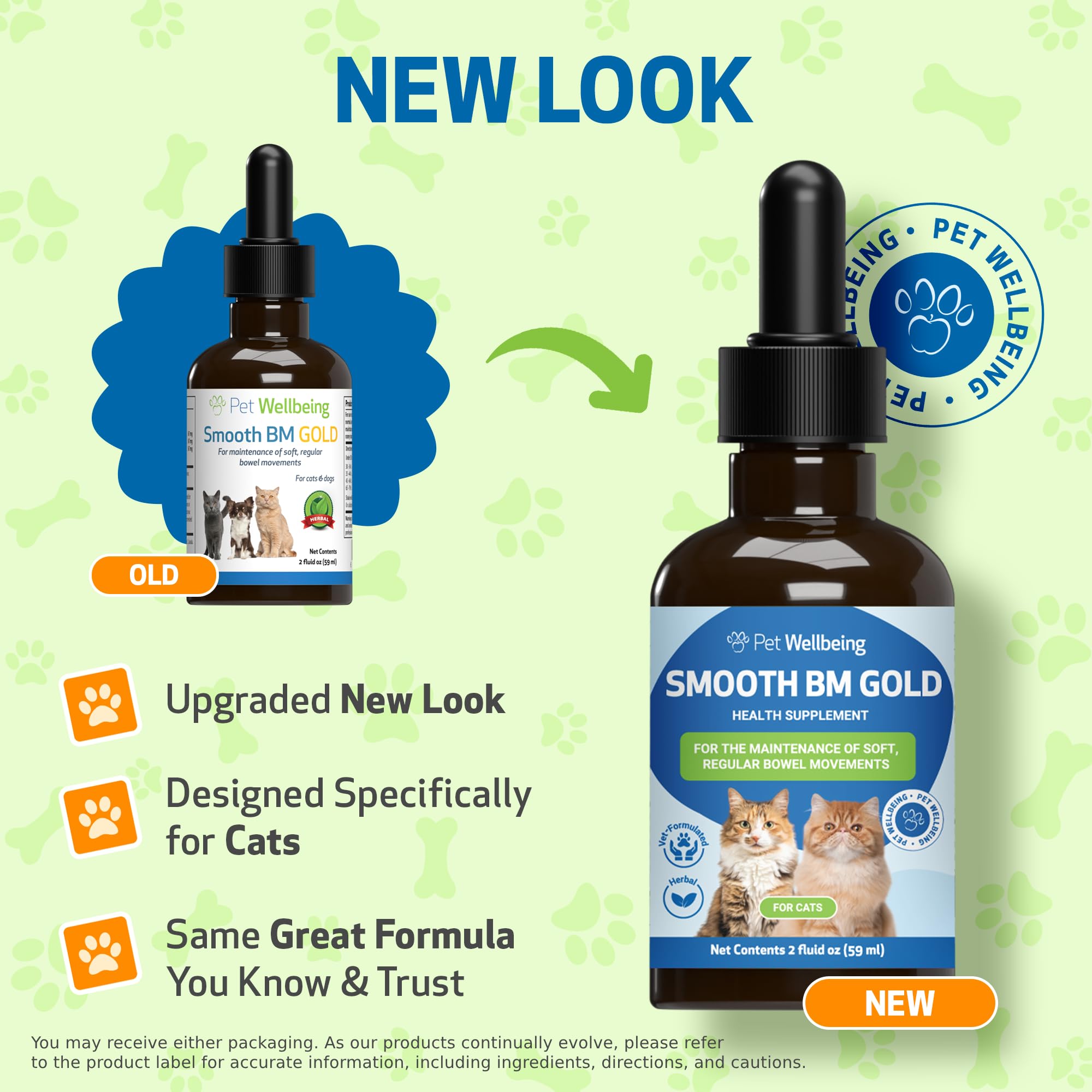 Pet Wellbeing étiquette gros plan indiquant formulation vétérinaire fiable