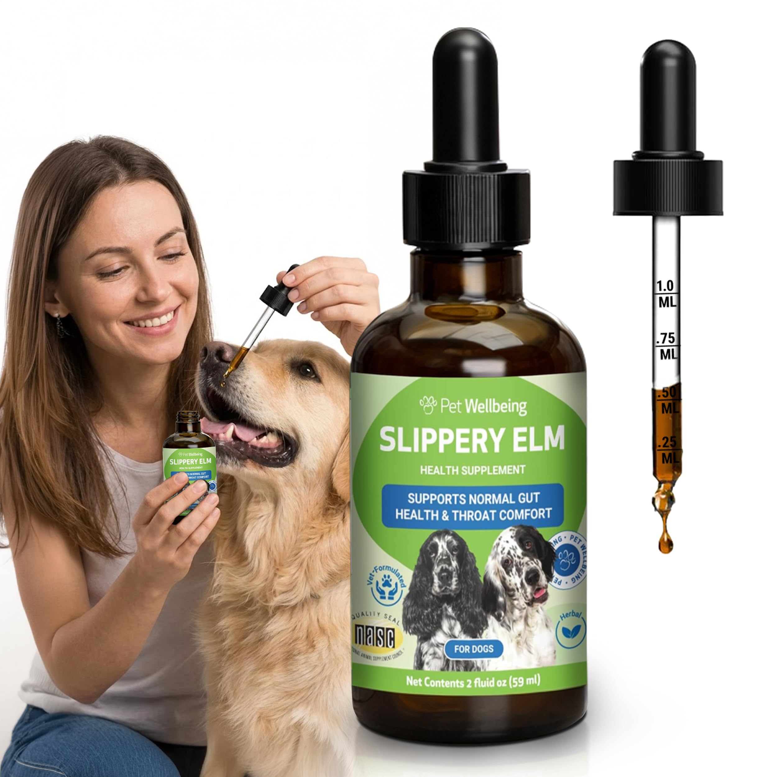 Pet Wellbeing flacon avant montrant emballage clair et bénéfice apaisant