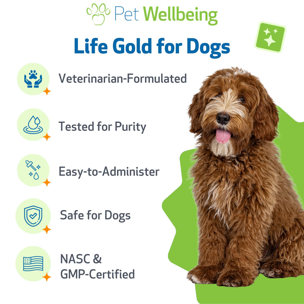 Pet Wellbeing Life Gold à côté d’un accessoire pour évaluer l’échelle