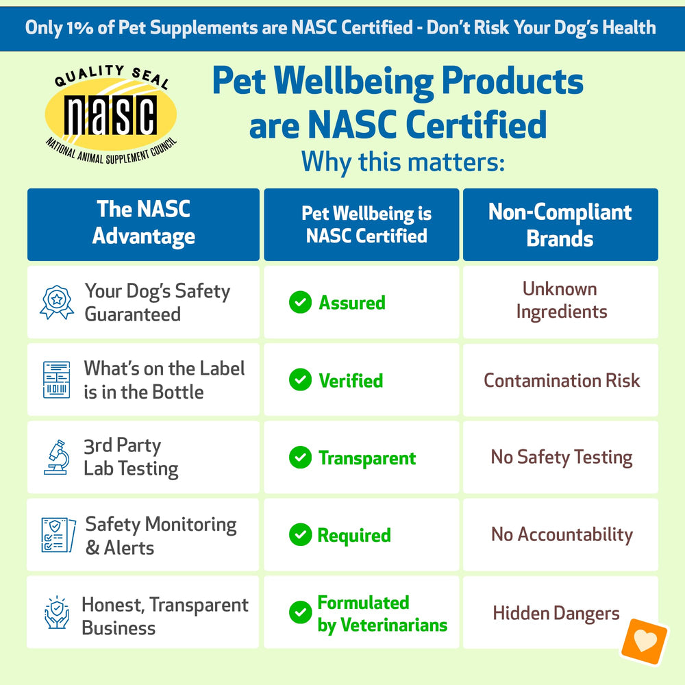 Pet Wellbeing chew à côté d'une règle illustrant la taille adaptée et portion pratique