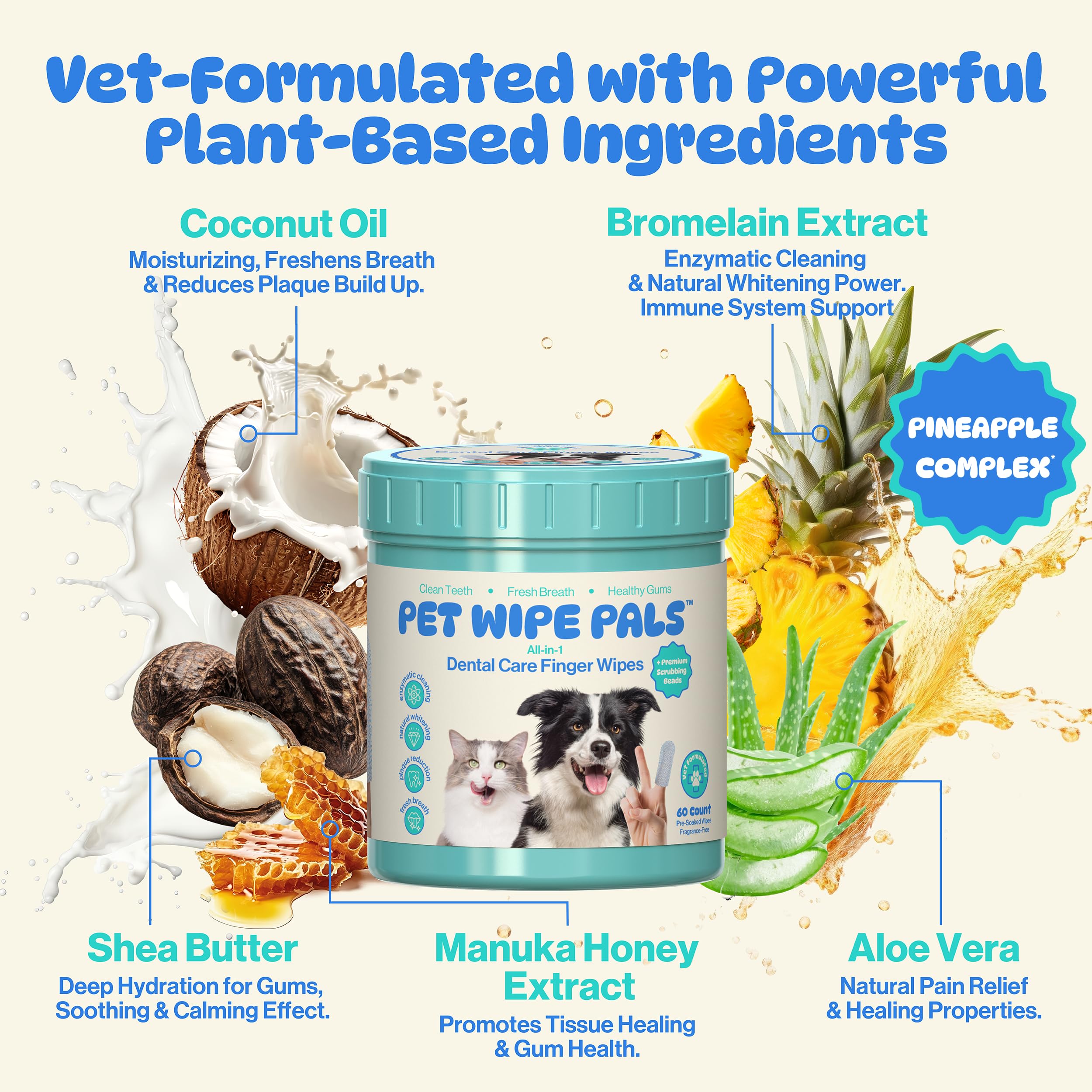 Pet Wipe Pals comparaison avant-après sourire de chien pour haleine améliorée