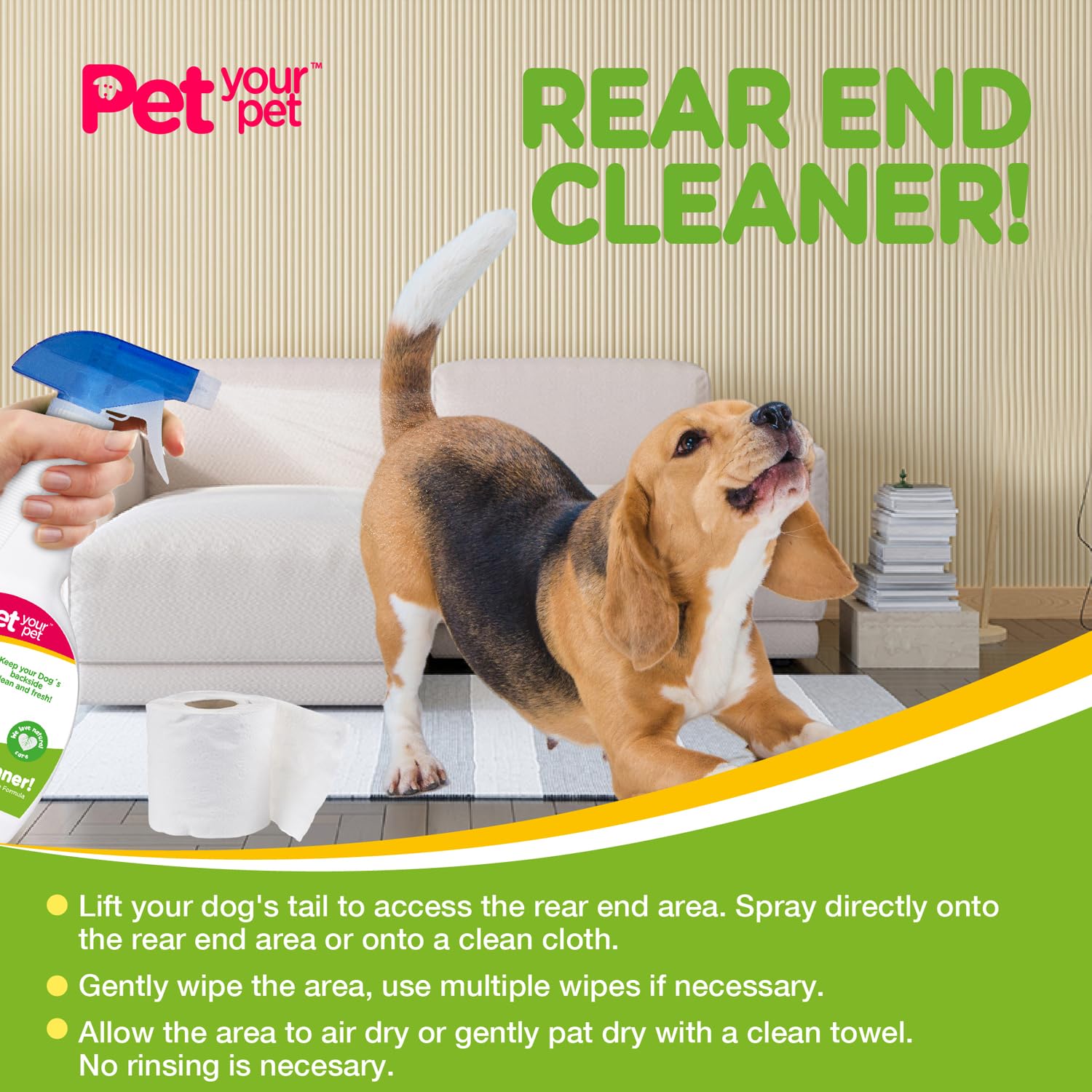PET YOUR PET flacon tenu en main pour visualiser le volume pratique