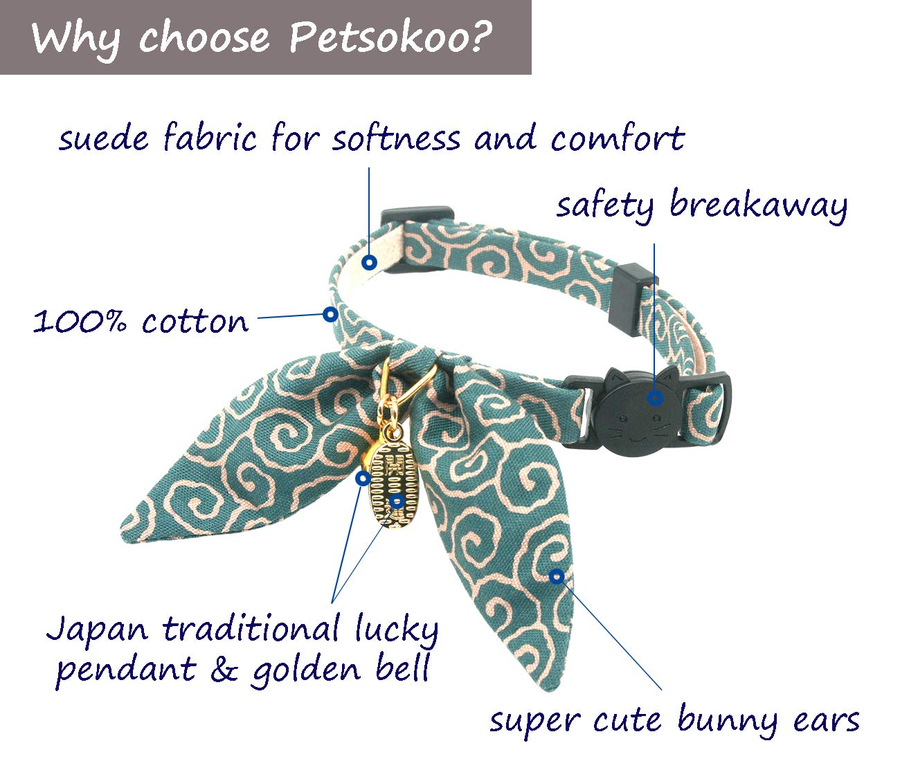 PetSoKoo gros plan sur oreilles de lapin du nœud, finition artisanale confortable