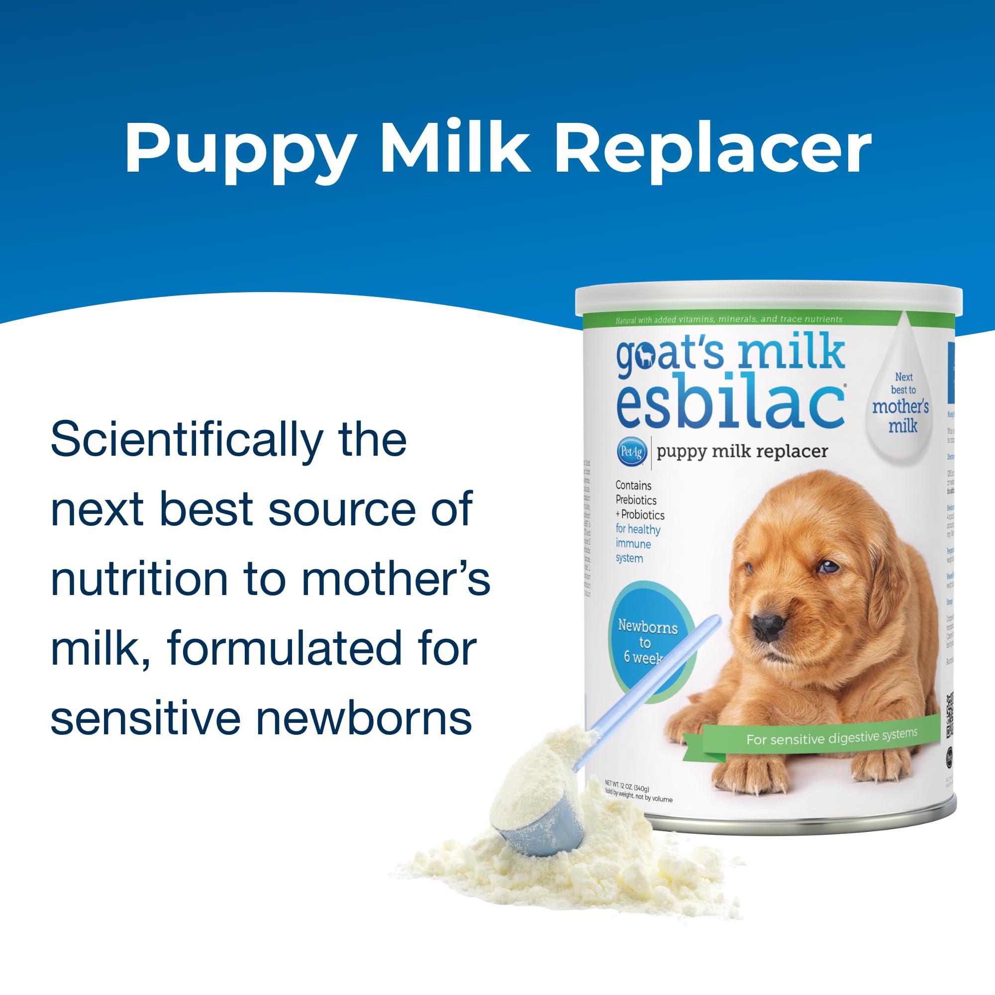 PetAg gros plan sur la poudre, texture fine aidant digestion douce du chiot