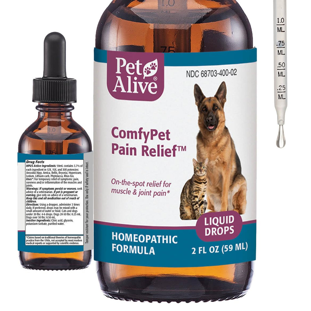 PetAlive bouteille face montrant produit pratique et bénéfice mobilité