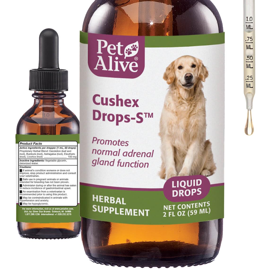 PetAlive Cushex Drops‑S flacon avant pour dosage précis et simplicité