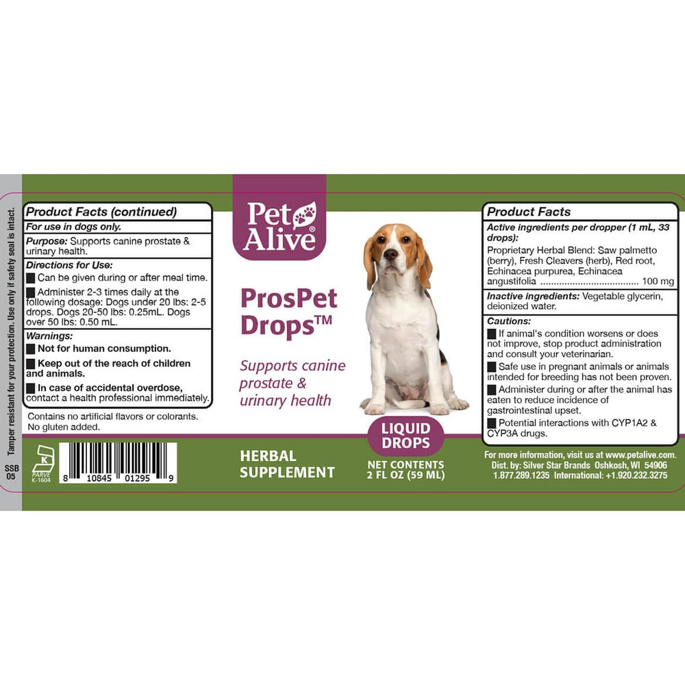 Emballage PetAlive ProsPet affichant conformité cGMP et assurance qualité
