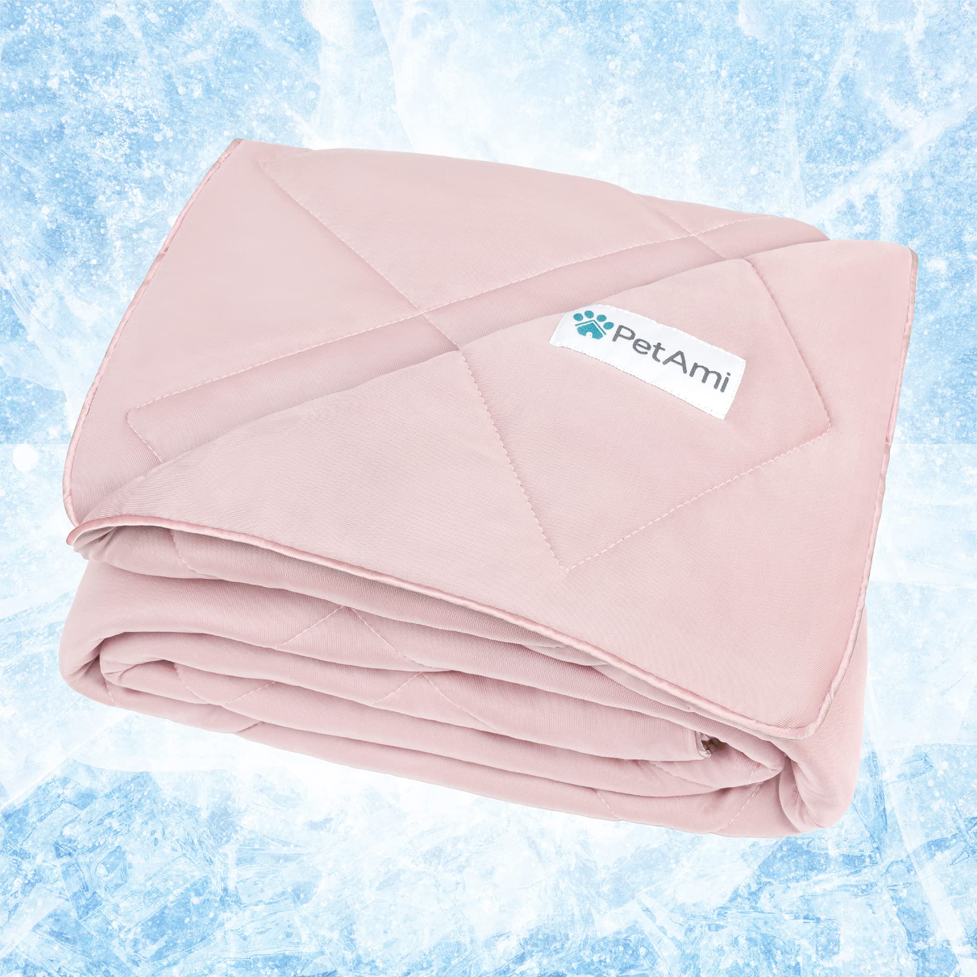 PetAmi couverture 40x60 face avant montrant design rose et protection du canapé