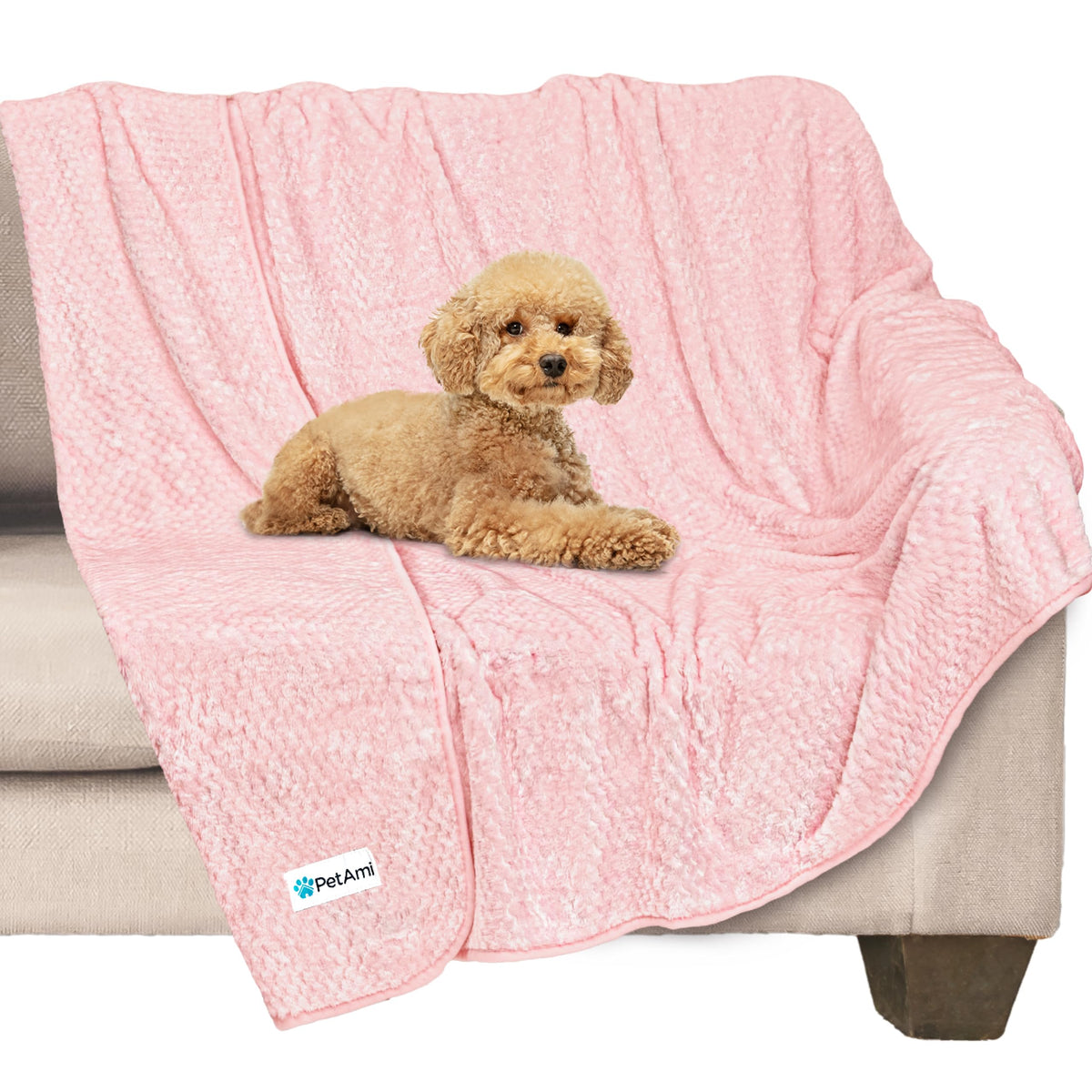 PetAmi couverture face avant rose clair, protection cosy pour canapé