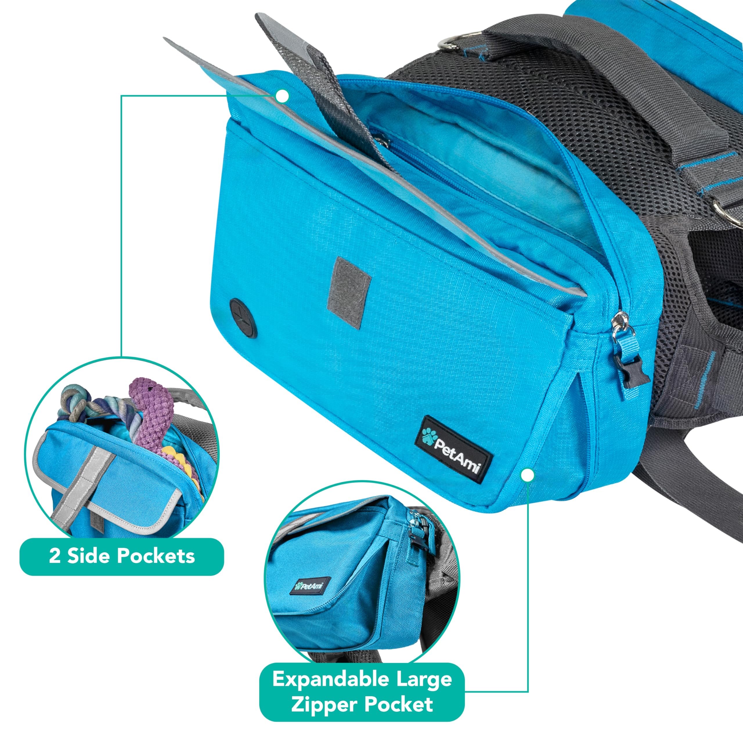 PetAmi distributeur de sacs intégré et poche zippée, pratique pour promenades