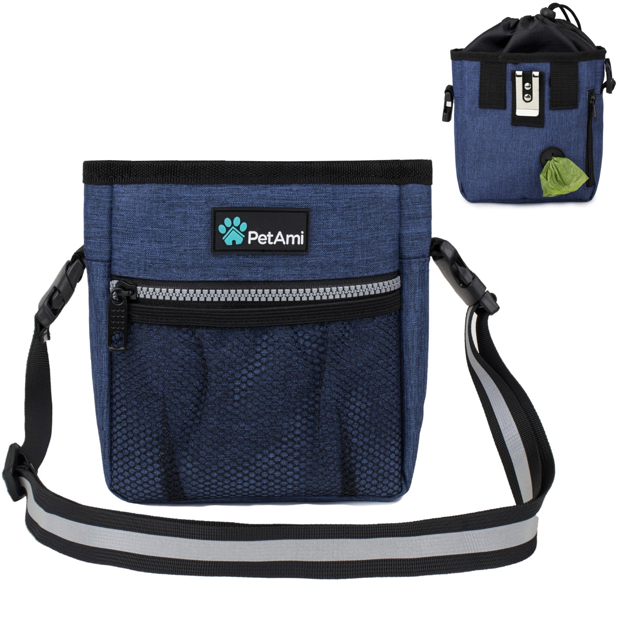 PetAmi pochette face avant navy montrant organisation et accès rapide