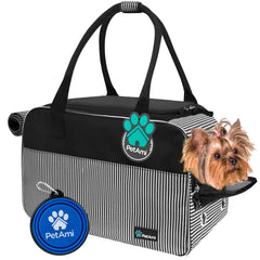 PetAmi sac de transport vu de face montrant poches pratiques pour rangement
