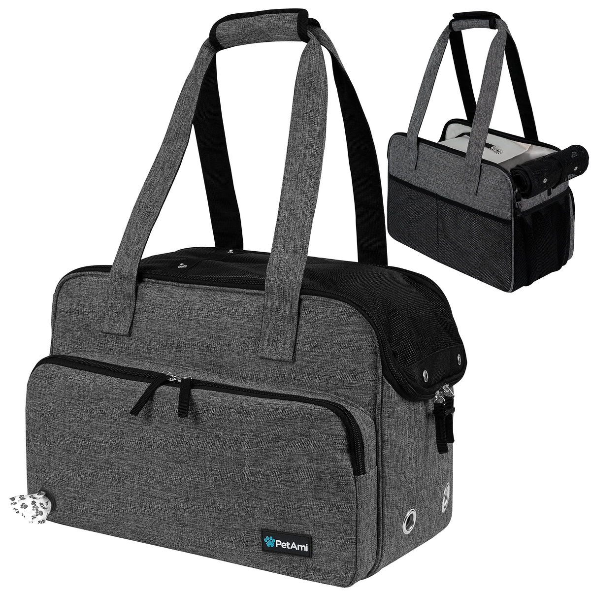 PetAmi sac devant gris foncé montrant design élégant et sécurité