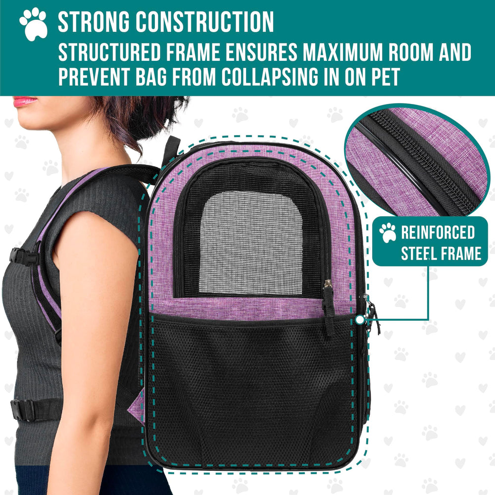 PetAmi sac à dos poches latérales et distributeur de sacs pour rangement pratique