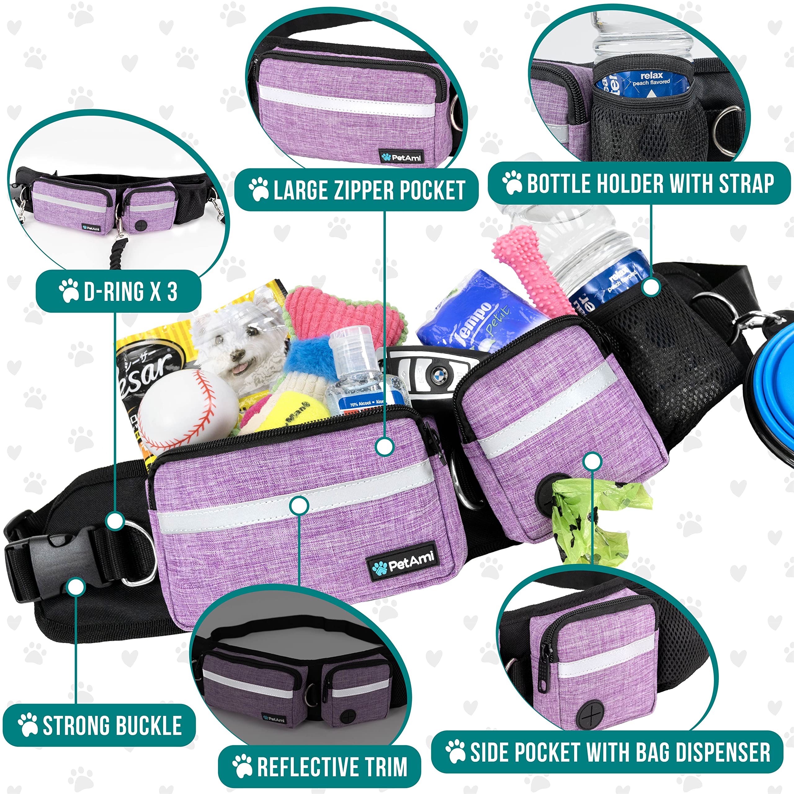 PetAmi sac double compartiment ouvert pour organiser affaires