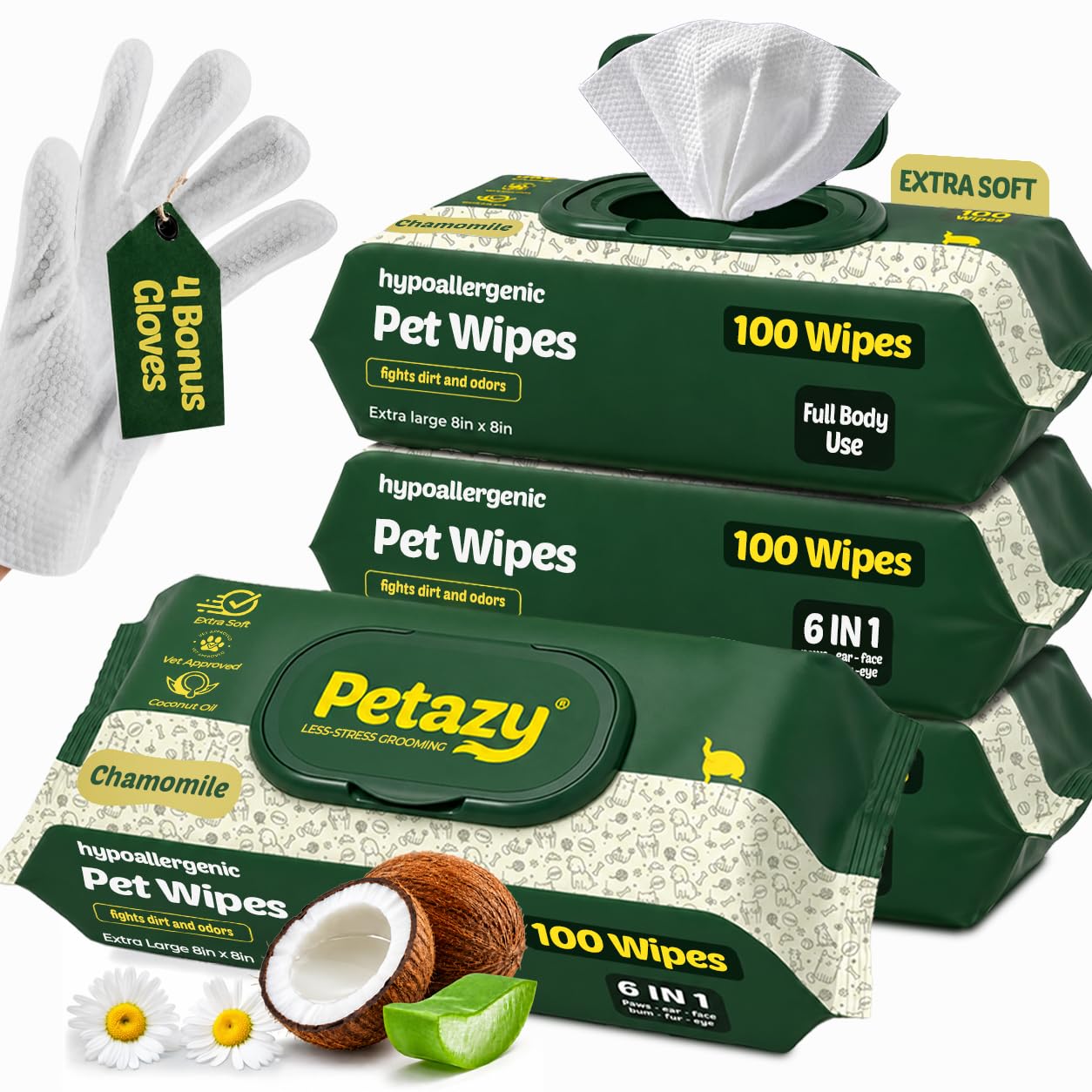 Petazy emballage devant montrant 400 lingettes, rangement pratique