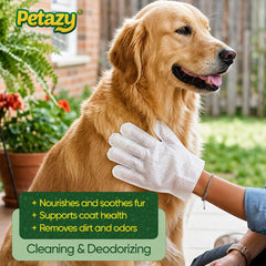 Petazy gant-lingette en action nettoyant une patte proprement
