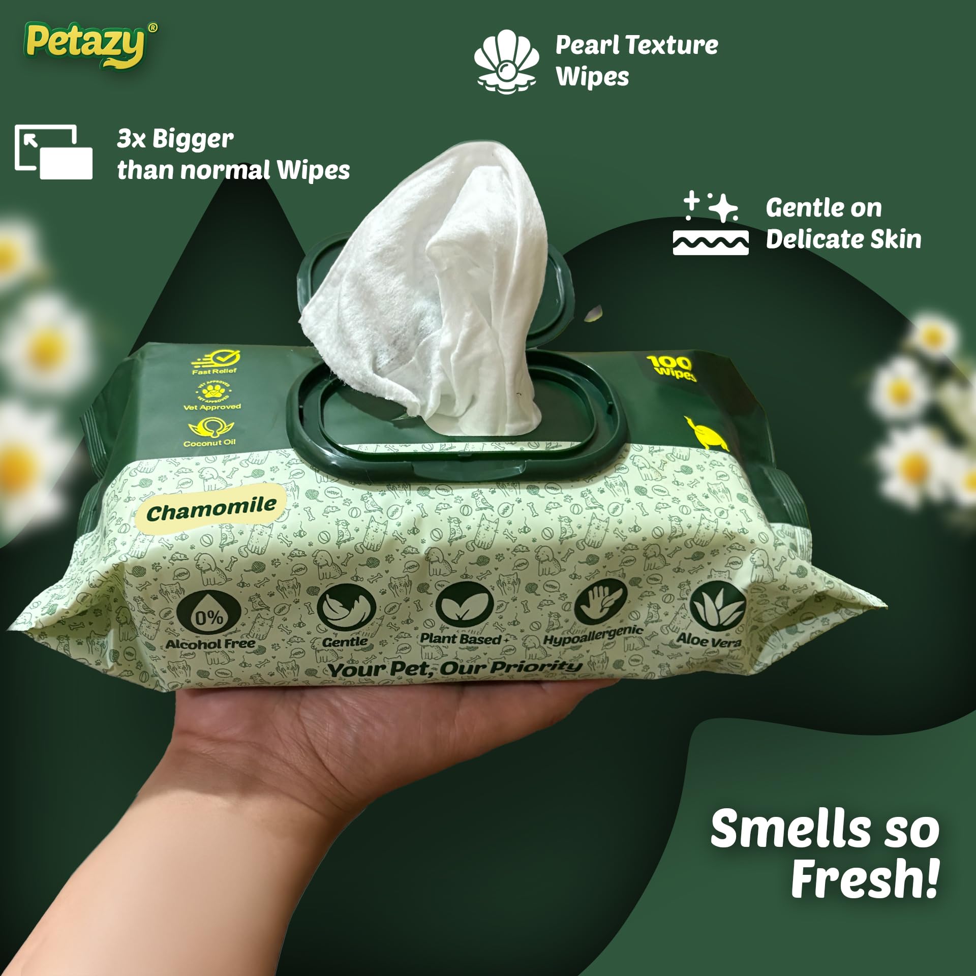 Petazy gros plan sur la texture épaisse des lingettes, durabilité