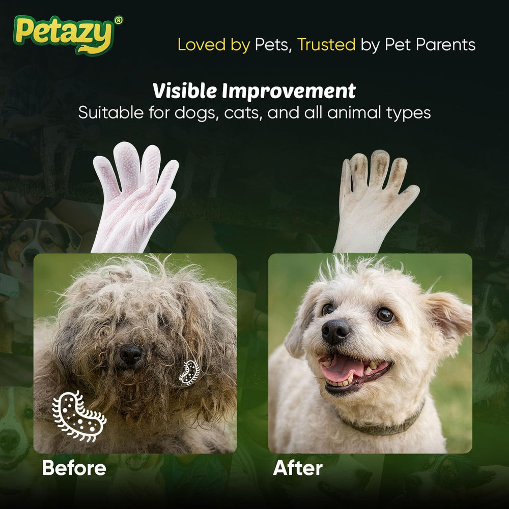 Petazy essuyage du visage d’un chat avec gant, doux pour peau sensible