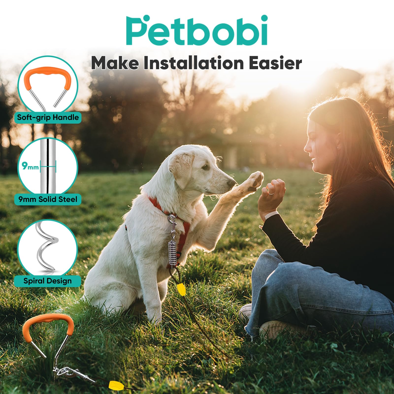 Petbobi câble gainé PVC gros plan résistant aux intempéries et à l'usure