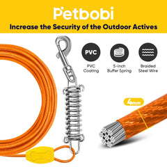 Laisse Petbobi 10 ft avec câble gainé PVC offrant espace et résistance