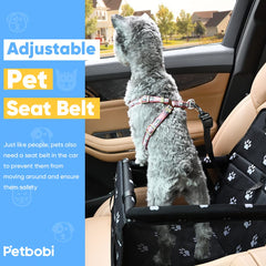 Petbobi siège auto installé en voiture avec chien sûr et calme durant voyage
