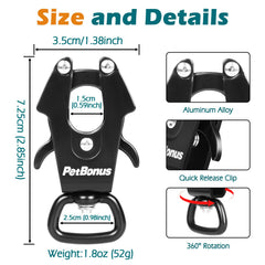 PetBonus gros plan du mécanisme double bouton pour dégagement rapide