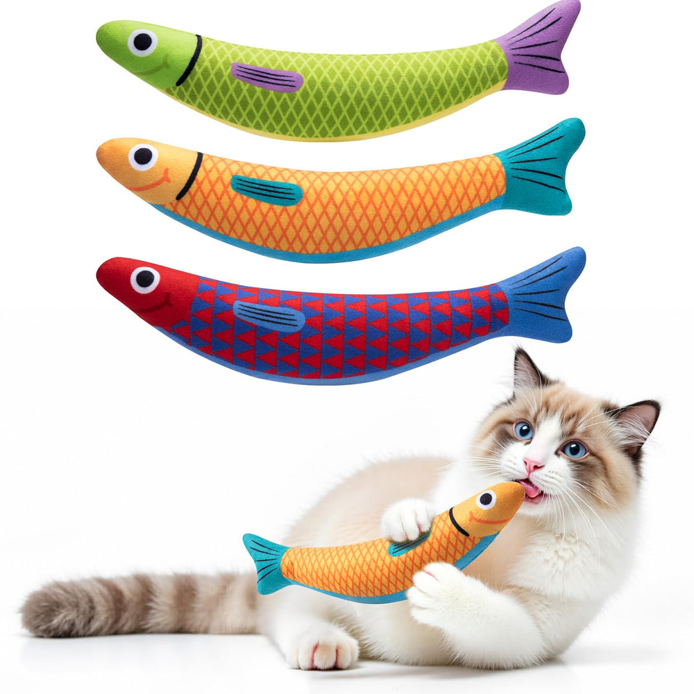 PetBusy jouet poisson face avant montrant couleur et forme, attire le jeu