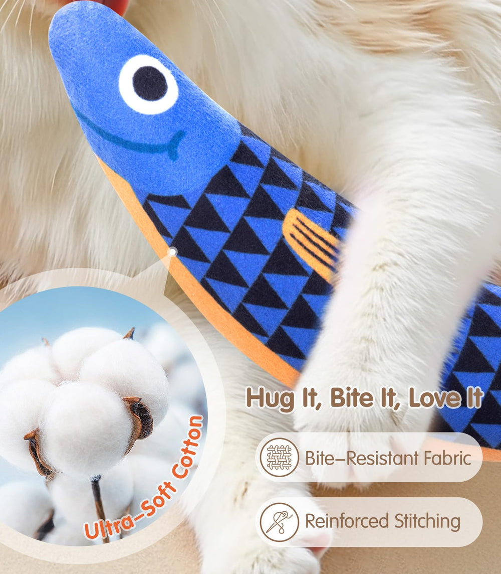 PetBusy comparaison taille du jouet poisson tenu en main pour échelle pratique