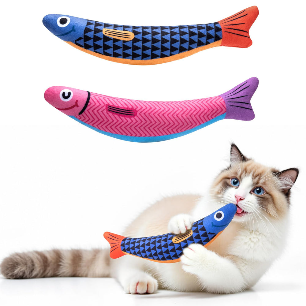 PetBusy vue avant du jouet poisson montrant forme séduisante et couleurs vives