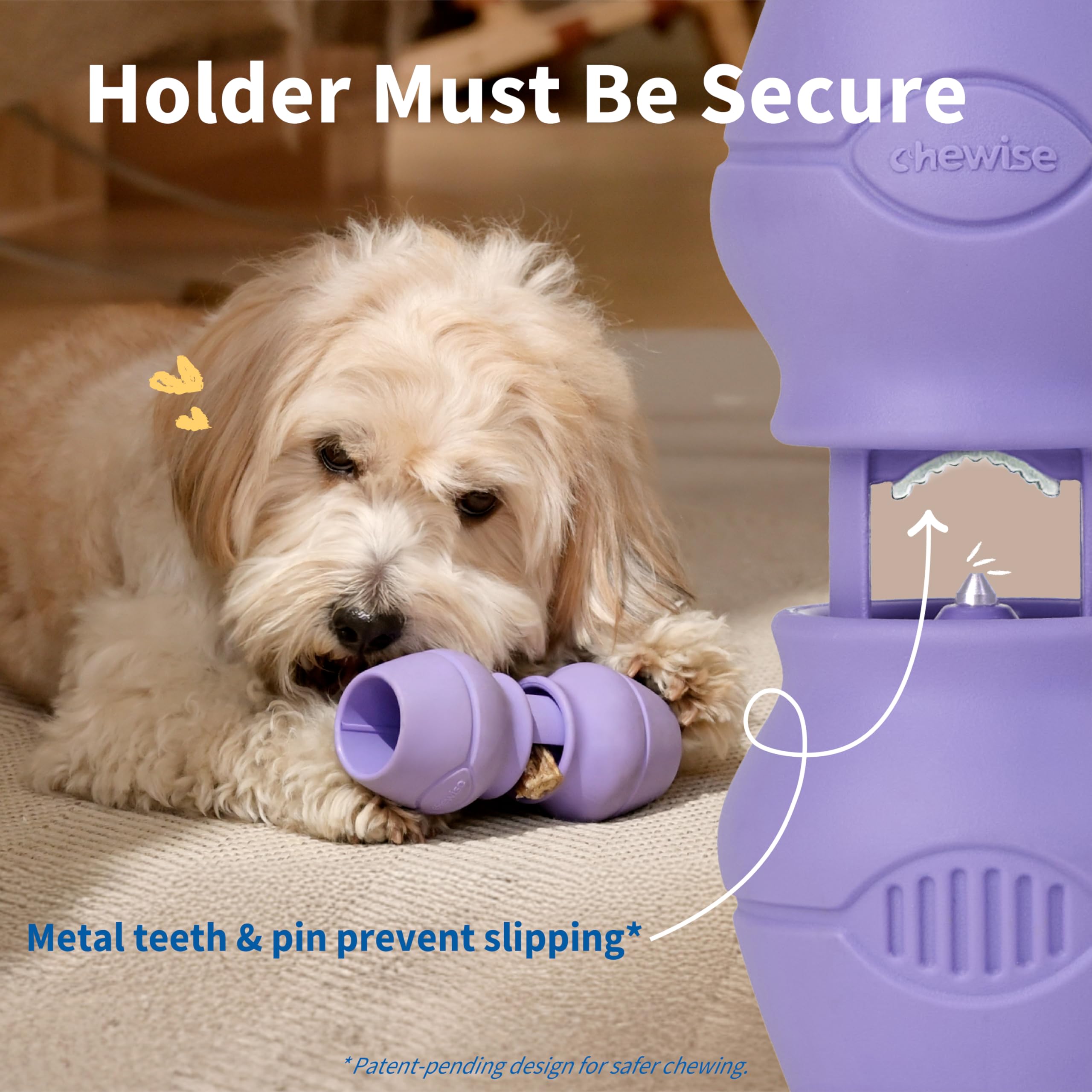 PetClan Chewise gros plan dents métalliques résistantes anti-glissement
