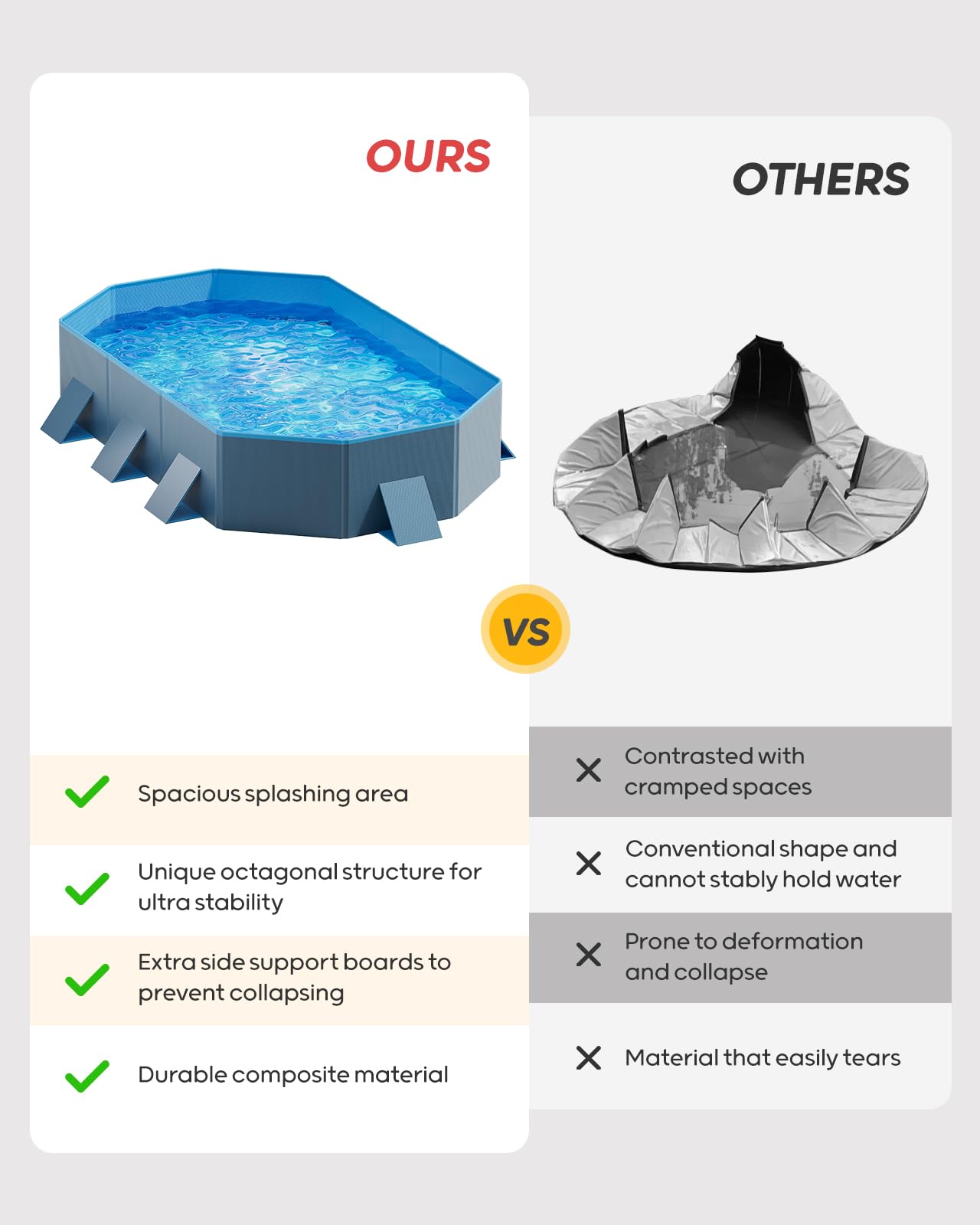 Piscine Peteast pliée pour rangement compact et transport pratique