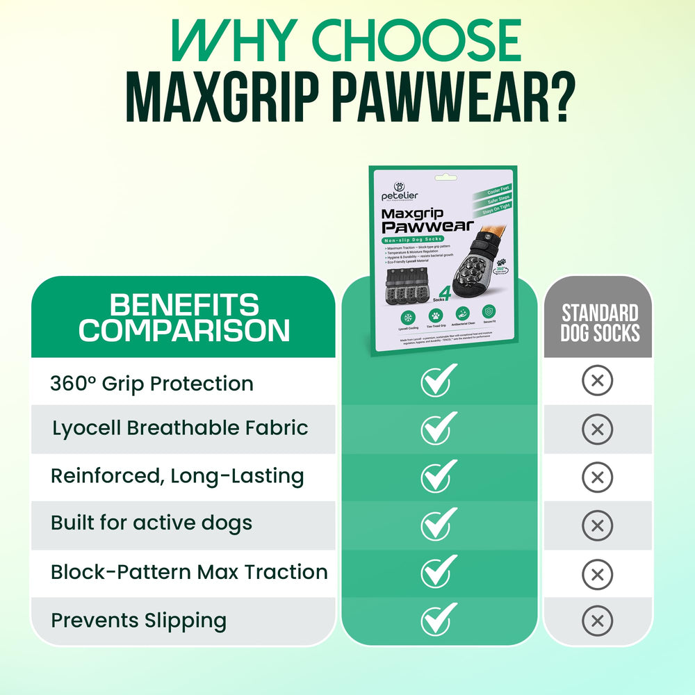 petelier MaxGrip PAWWEAR comparaison de taille avec une patte pour choix adapté