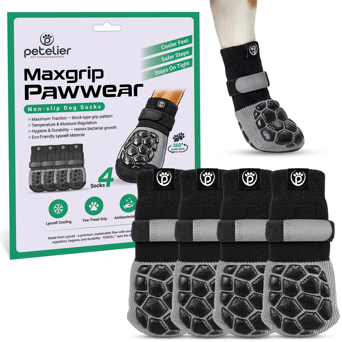 petelier MaxGrip PAWWEAR face avant de l'emballage montrant le lot de 4 — protection pratique