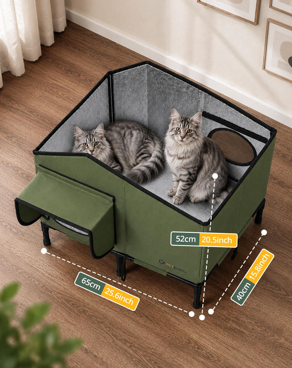 PETEMPO niche chauffante installée en jardin protégeant chats dehors