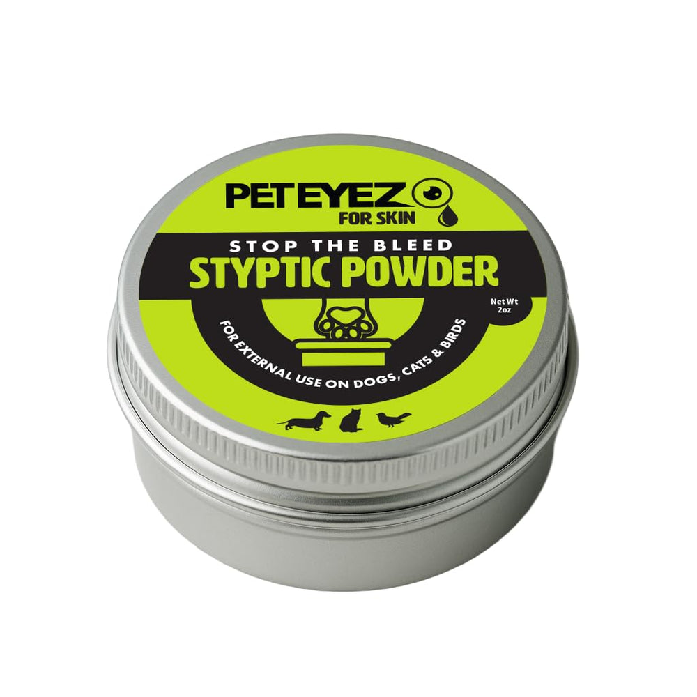 PetEyez emballage frontal montrant pot styptique facile à utiliser