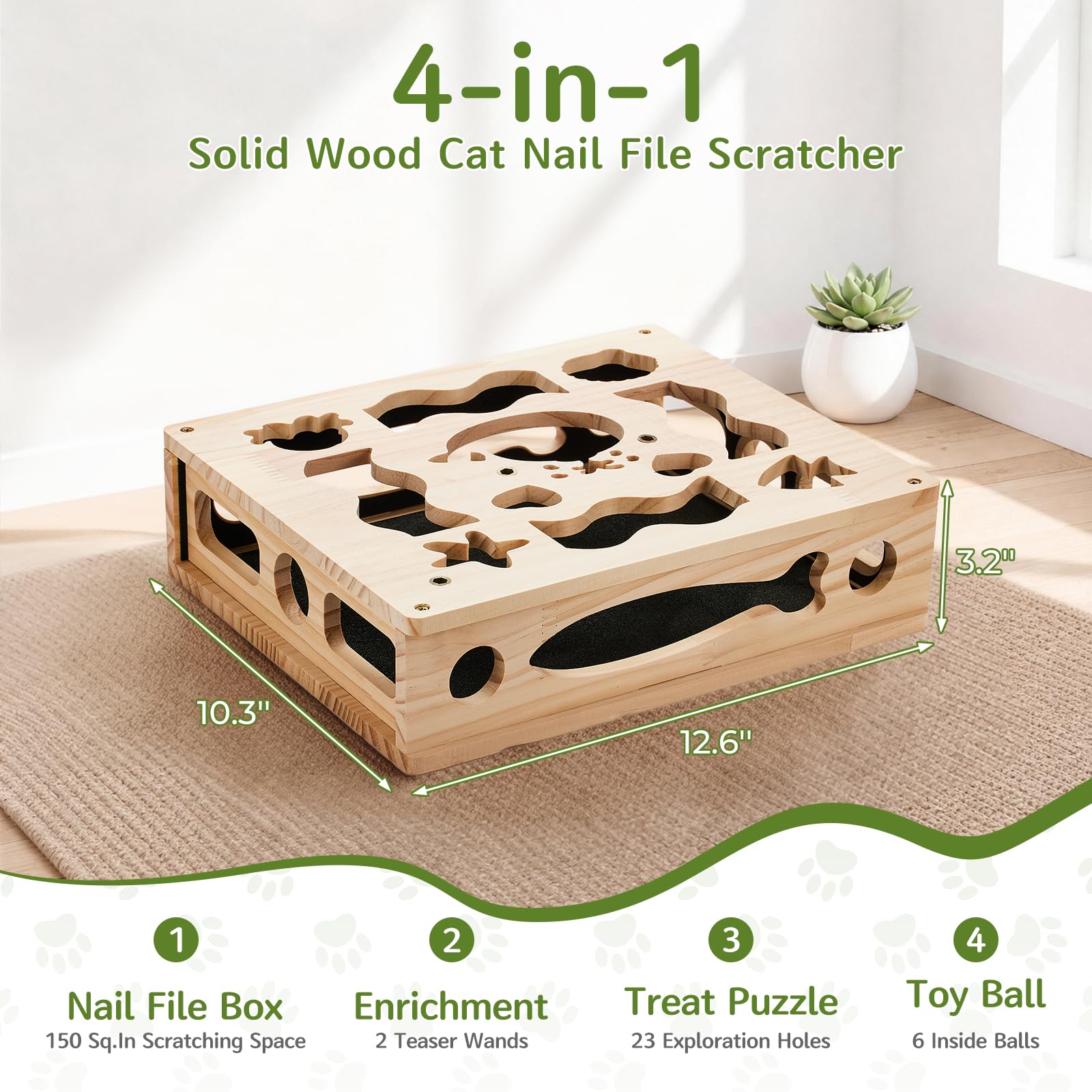 PETFUN boîte avec baguettes, balles et sachets d'herbe à chat pour jeu complet