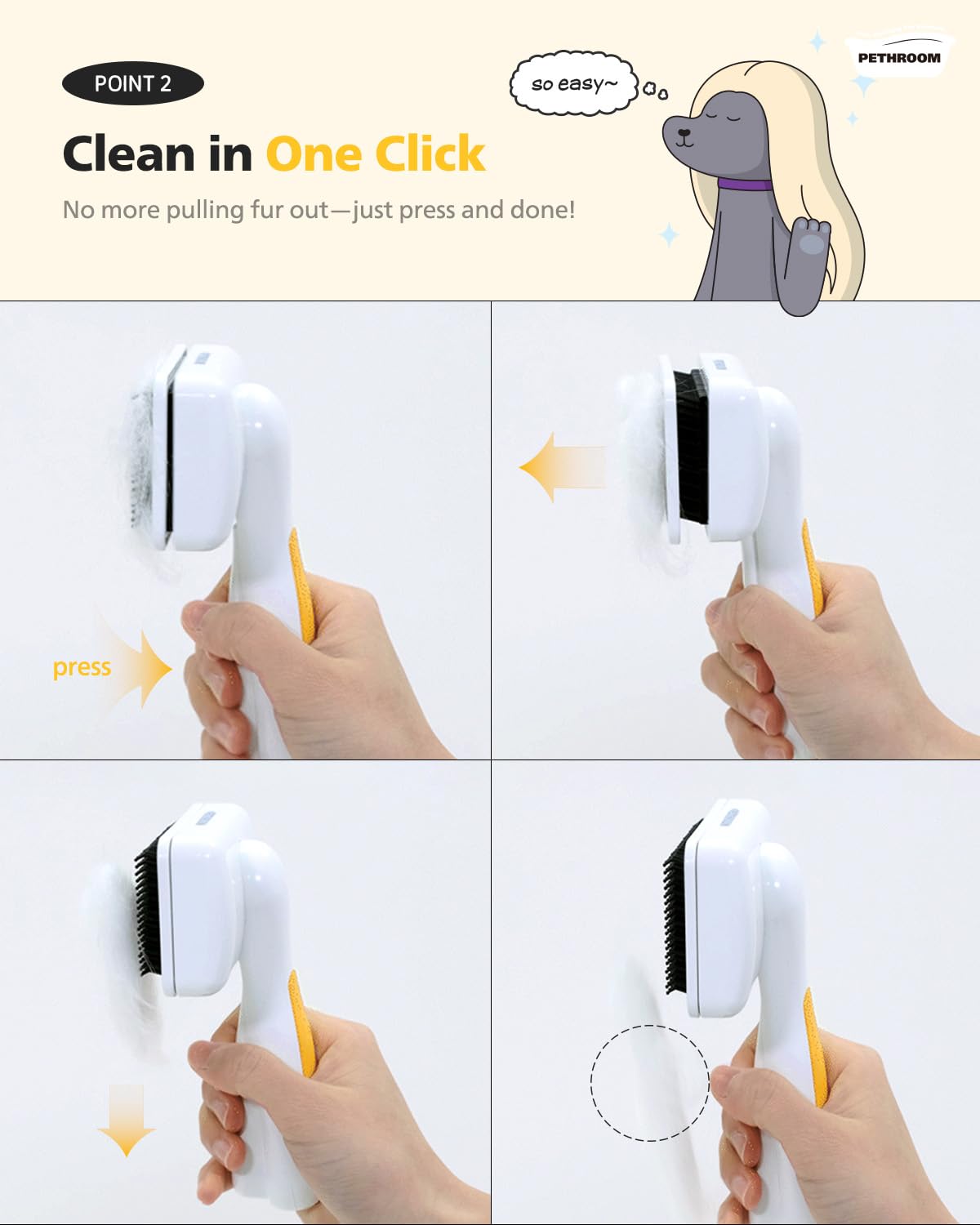 PETHROOM brosse utilisée sur chat pour démêler sans irriter