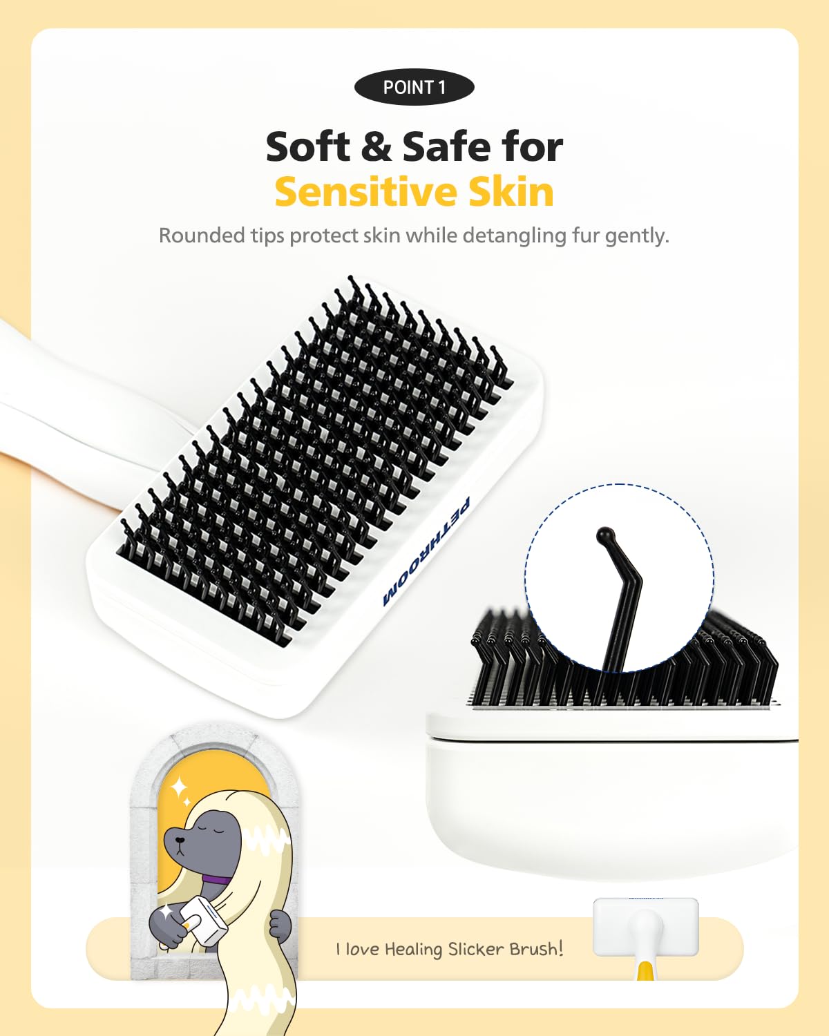 PETHROOM brosse utilisée sur chien pour éliminer poils lâches
