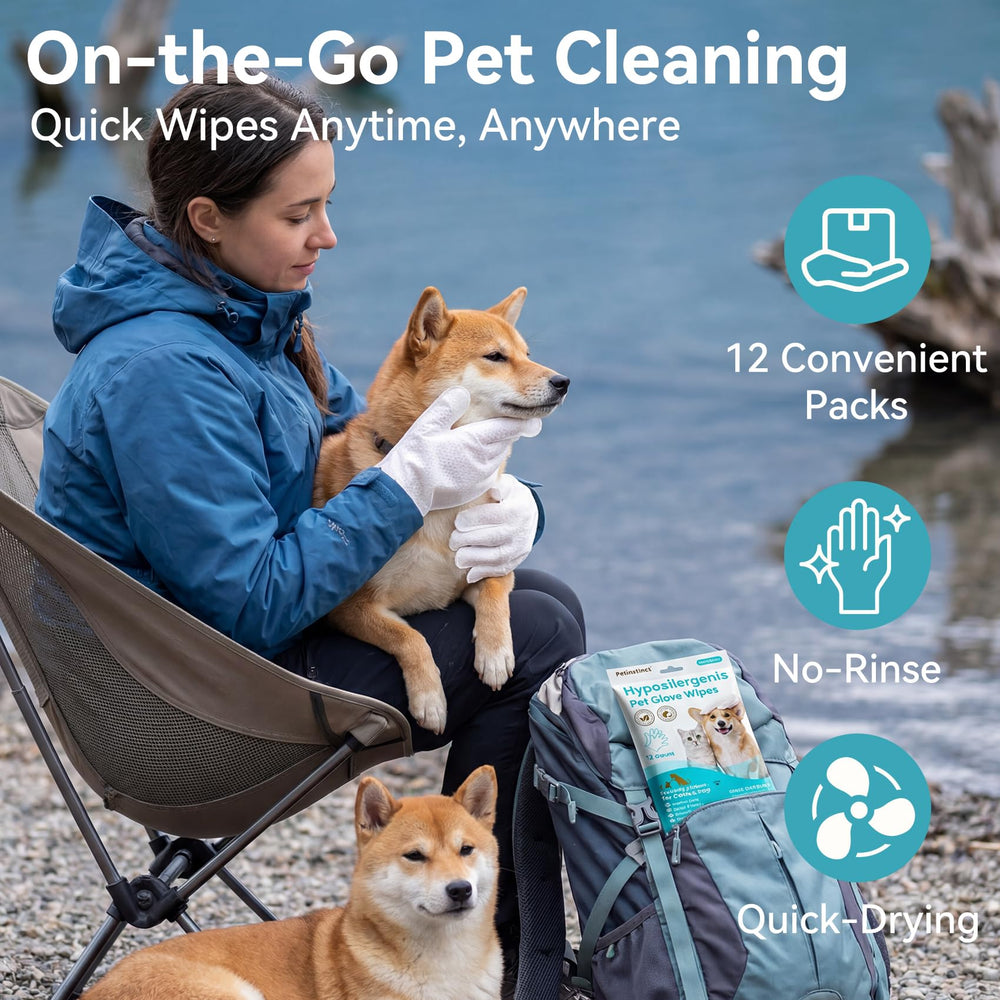 Petinstinct gant dans un sac de voyage prêt à nettoyer après balade