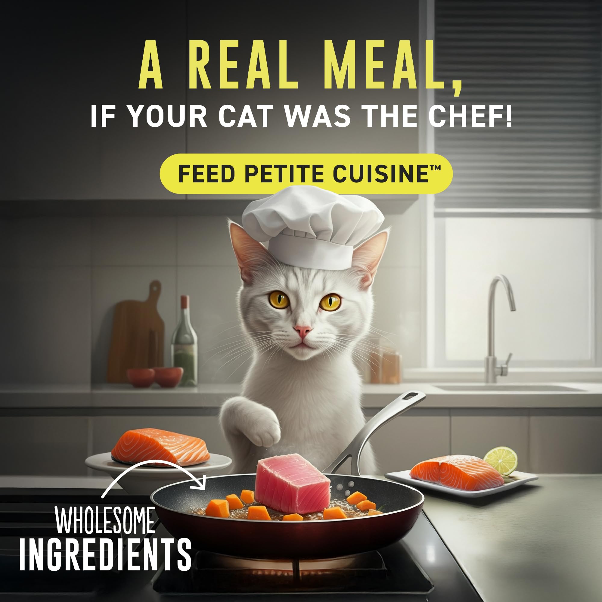 PETITE CUISINE étiquette non-GMO mettant en avant ingrédients